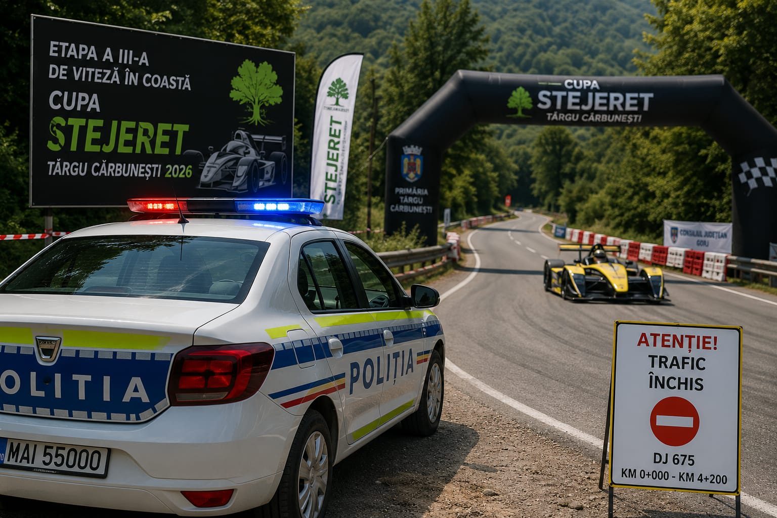 Restricții circulație pe DJ 675 pentru competiție automobilistică