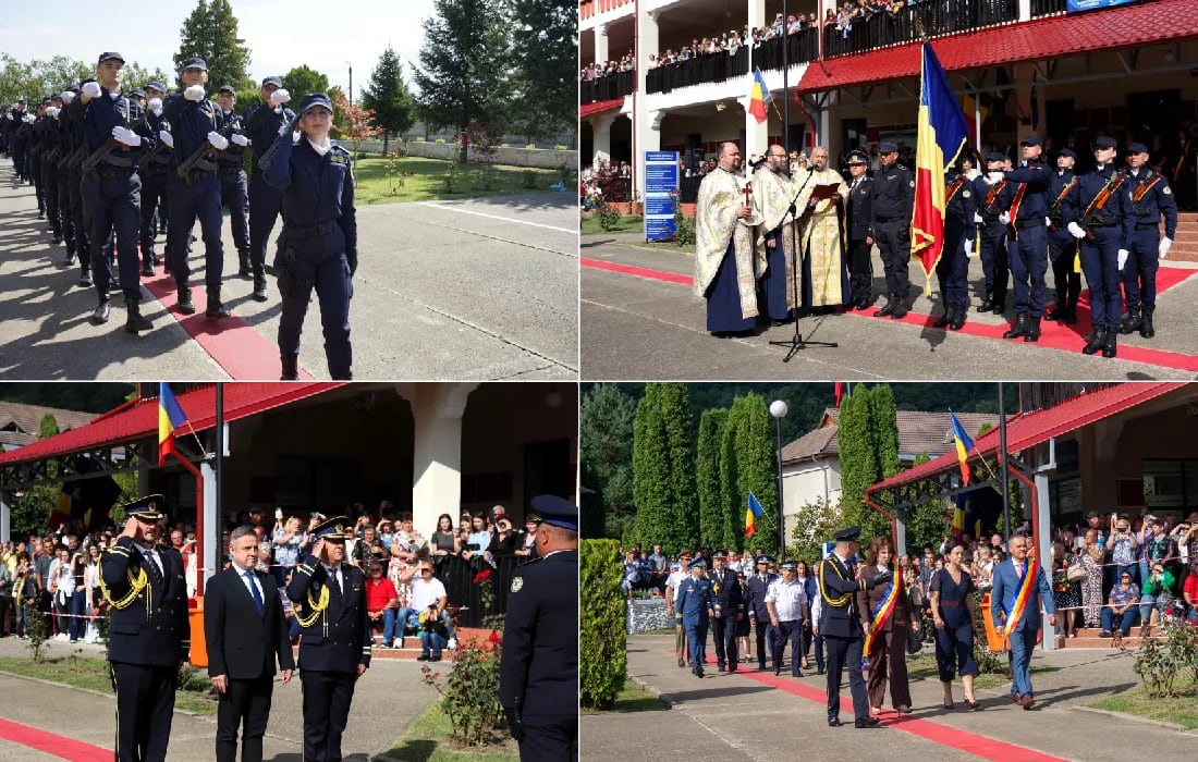 Elevi poliție penitenciară rostind jurământul de credință