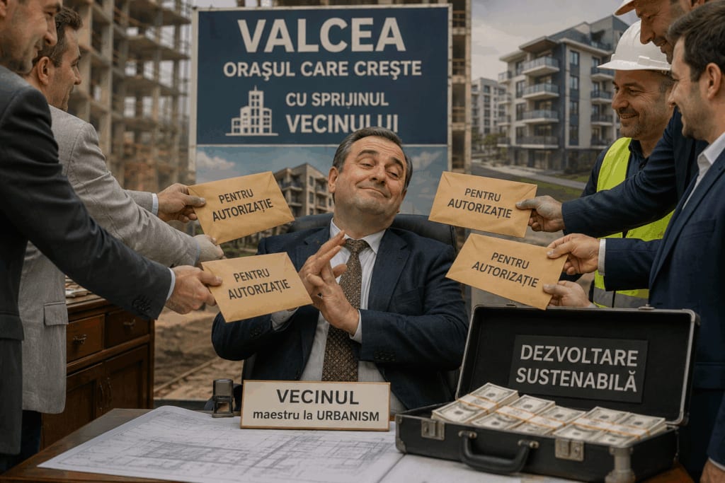 Blocuri noi construite rapid în Vâlcea, cu schele și muncitori