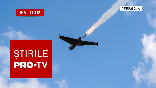 Avion F-16 românesc doborând o dronă Shahed în Buzău