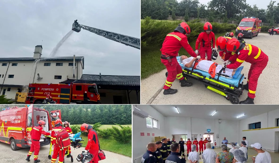 Pompieri din Onești în acțiune la fabrica Panimon din Târgu Ocna