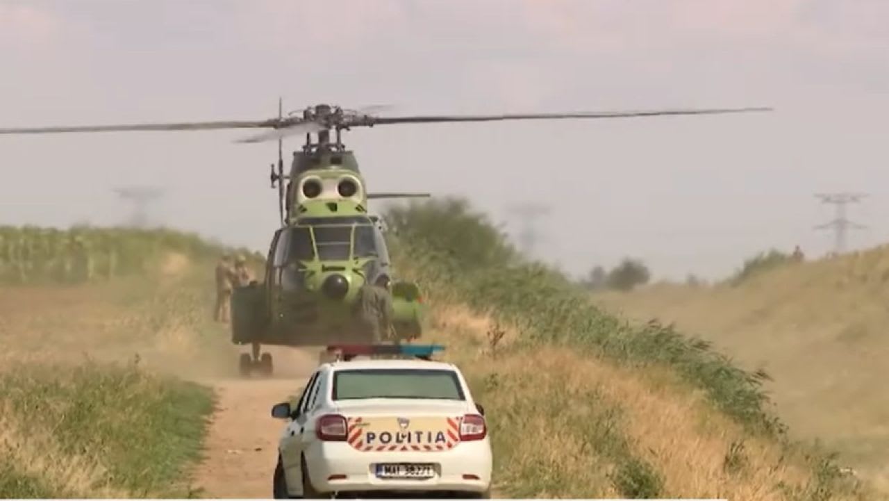 Avion de luptă F-16 interceptând o dronă în Delta Dunării