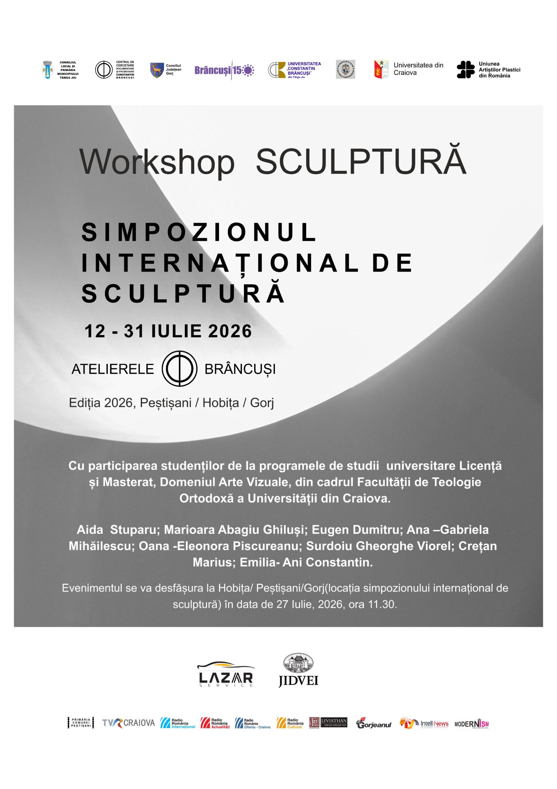Studenți la workshop de sculptură în Hobița