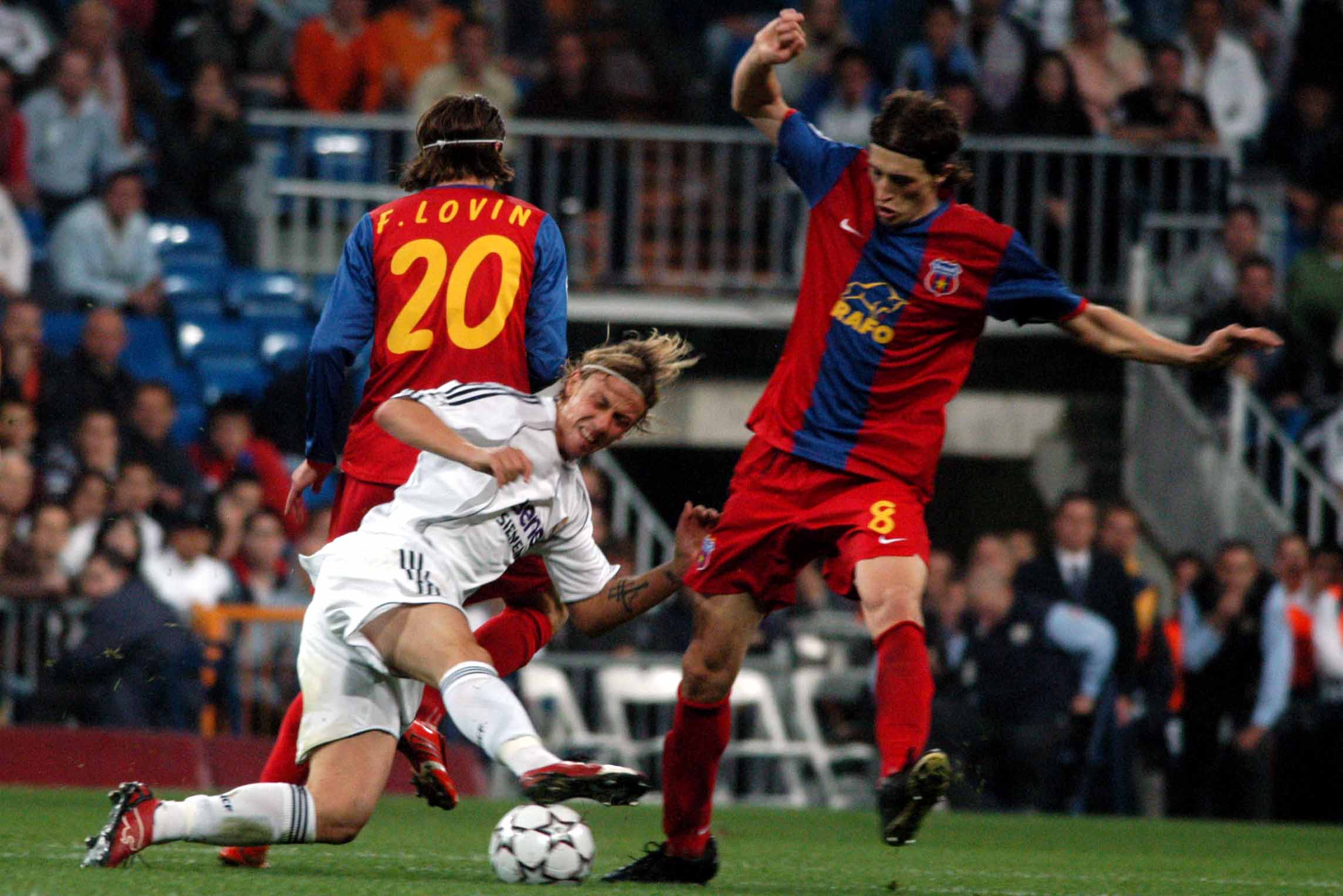Florin Lovin și David Beckham pe stadionul Bernabeu
