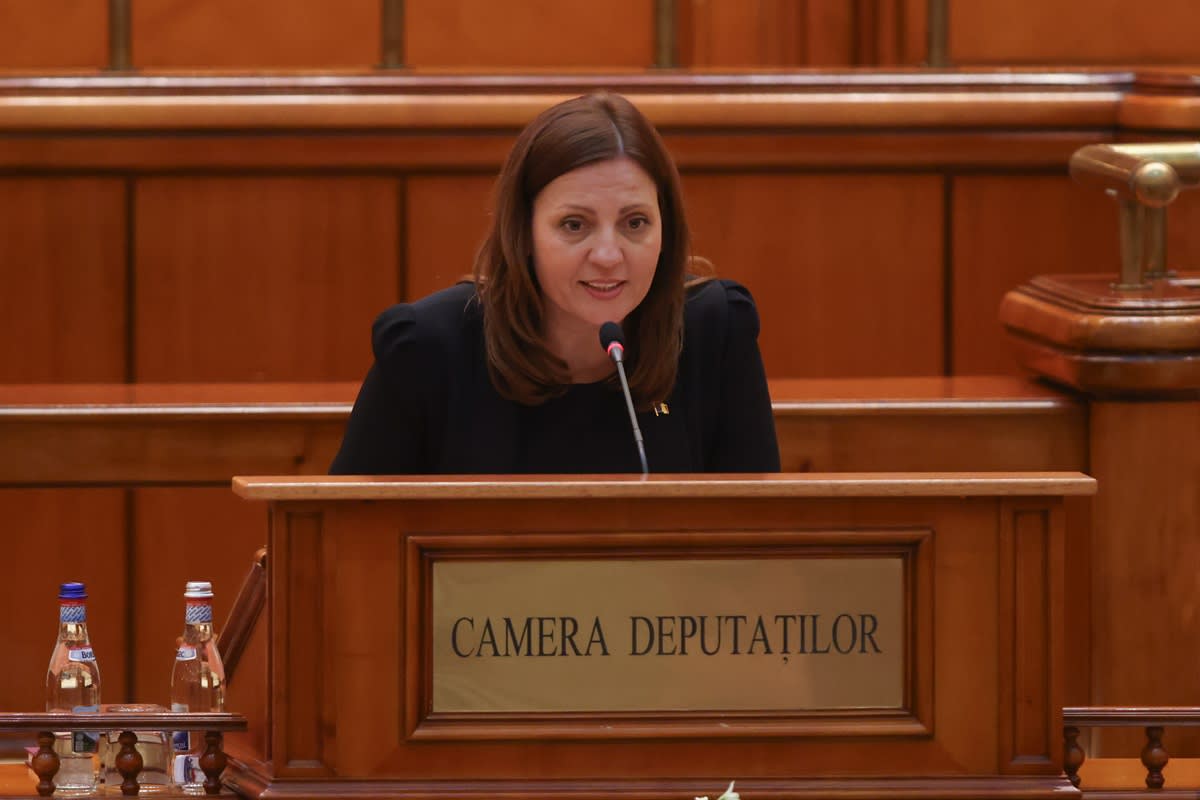 Ionelia Priescu la o conferință de presă