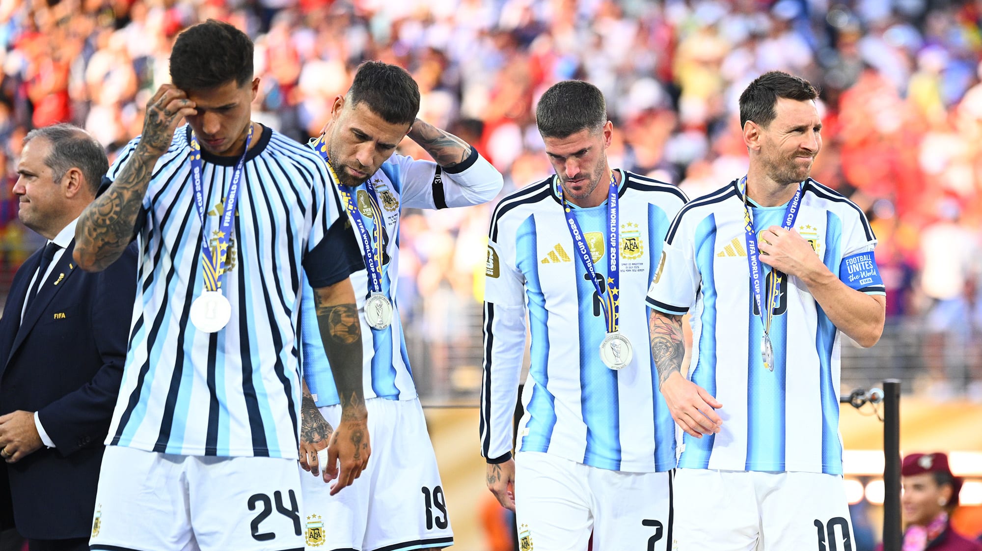 Jucători argentinieni și spanioli în conflict pe teren după finala Cupei Mondiale
