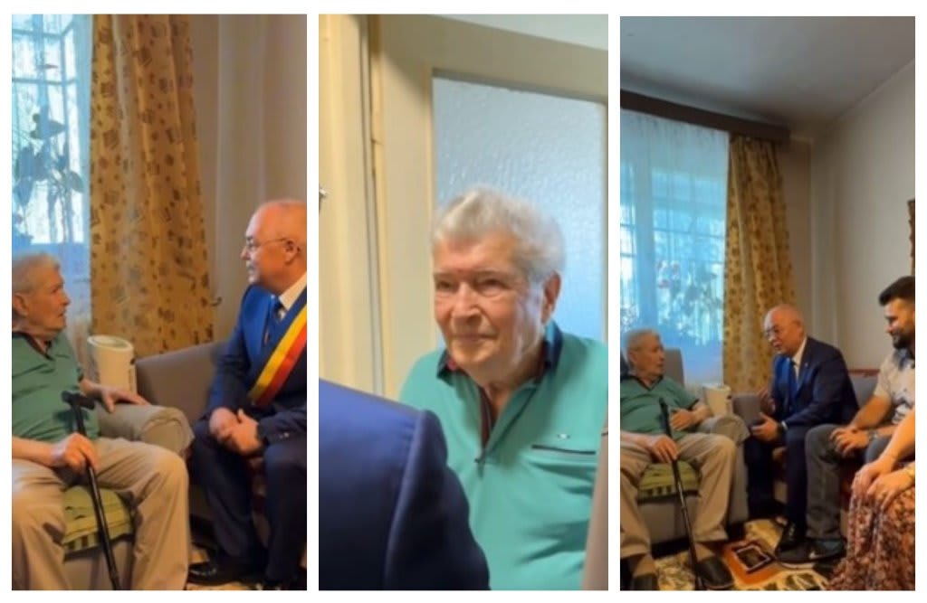 Emil Boc înmânează diploma unui bărbat de 100 de ani din Cluj
