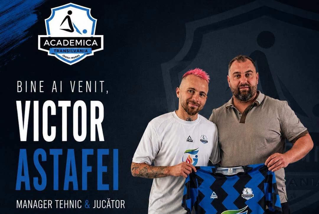 Victor Astafei în tricoul echipei Academica Transilvania, pe teren
