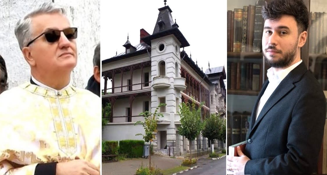 Arhitect Radu Tîrcă și preot Constantin Matei în timpul unei expoziții Arhitect Radu Tîrcă și preot Constantin Matei în timpul unei expoziții