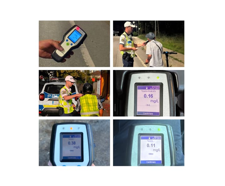 Polițiști rutieri depistând bicicliști și motocicliști sub influența alcoolului în Tulcea