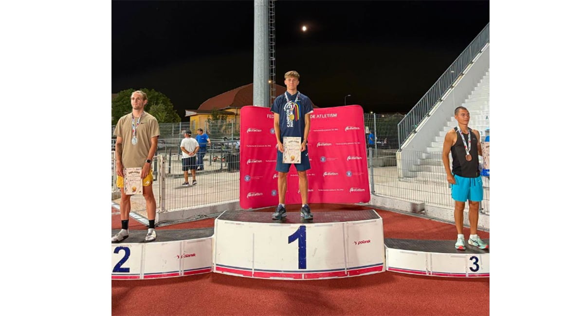 Alin Mihai Savlovschi câștigând titlul național la atletism