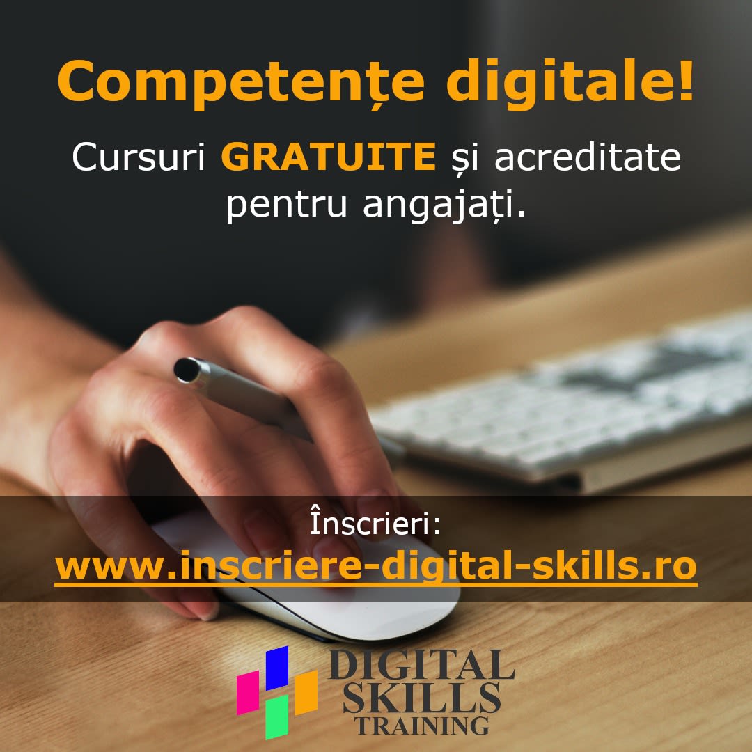 Grup de angajați participând la curs de competențe digitale în Gorj