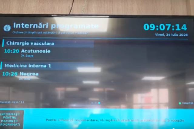 Ecran electronic de informare la spitalul din Brașov