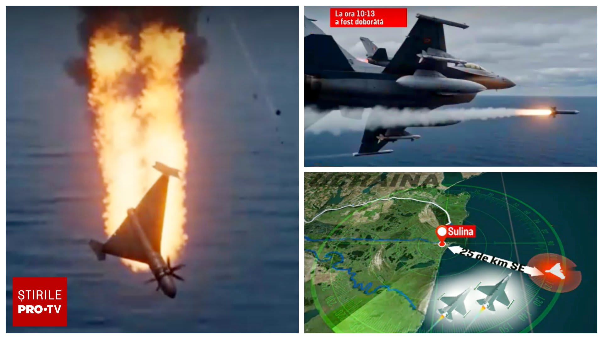 Avion F-16 românesc interceptând dronă în Marea Neagră