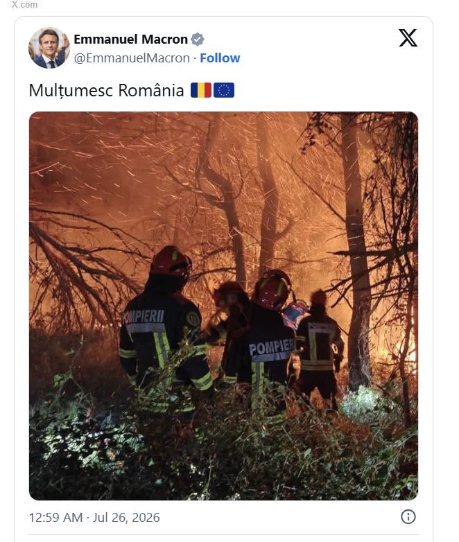 Pompierii români onorează România: Mesajul lui Macron recunoaște profesionalismul acestora