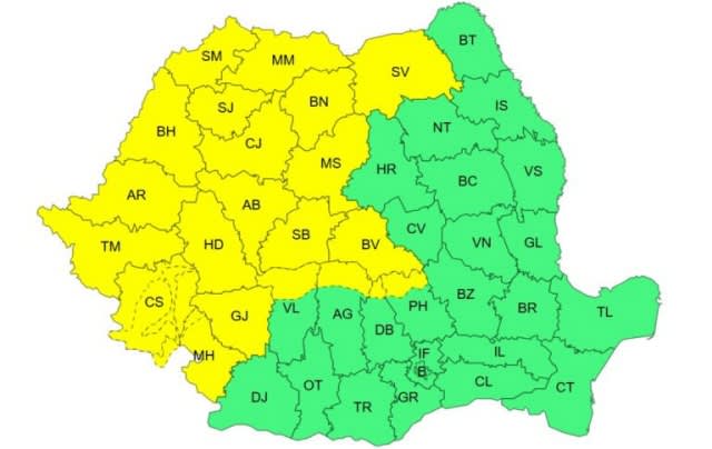 Vânt puternic și ploi torențiale în zona montană din România