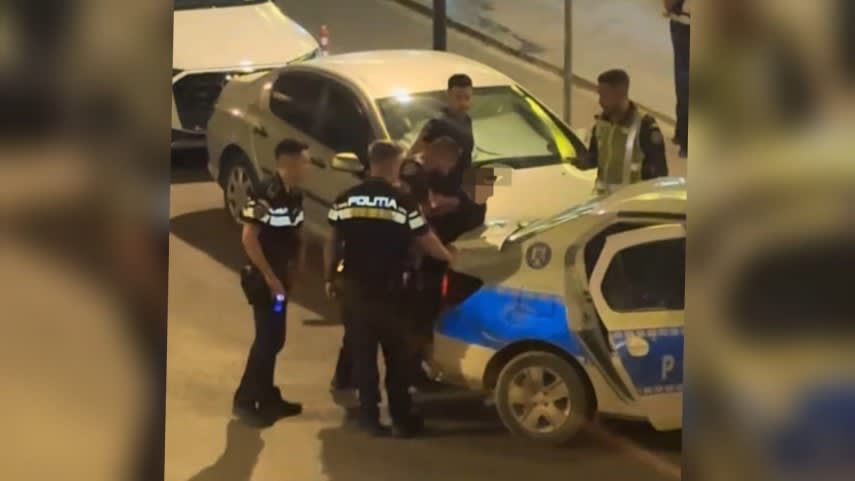 Polițiști în acțiune imobilizând un suspect la Constanța