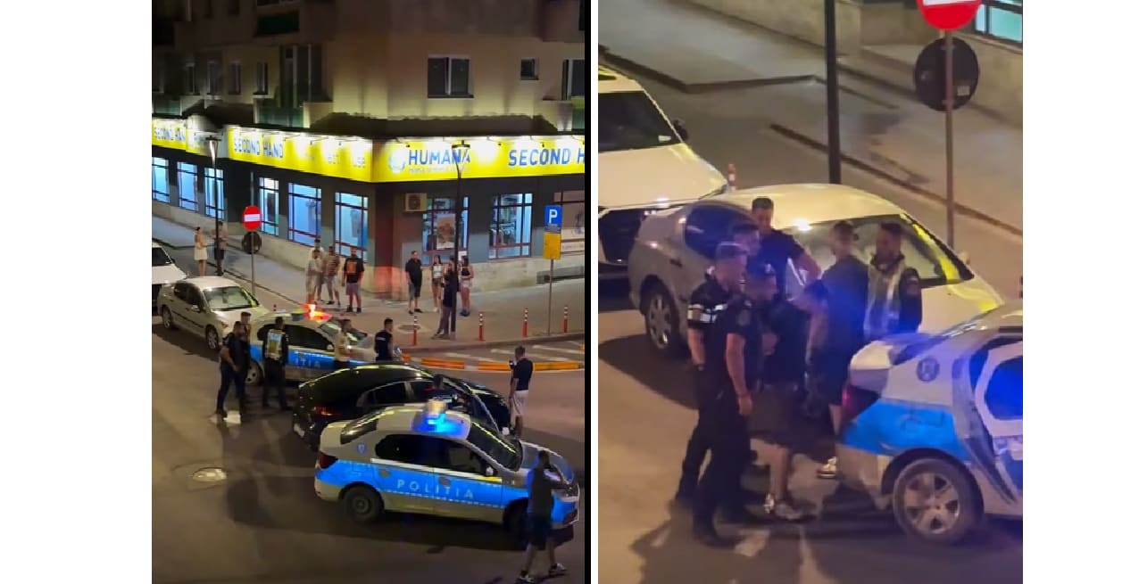 Polițiști în acțiune, bărbat încătușat pe strada din Constanța
