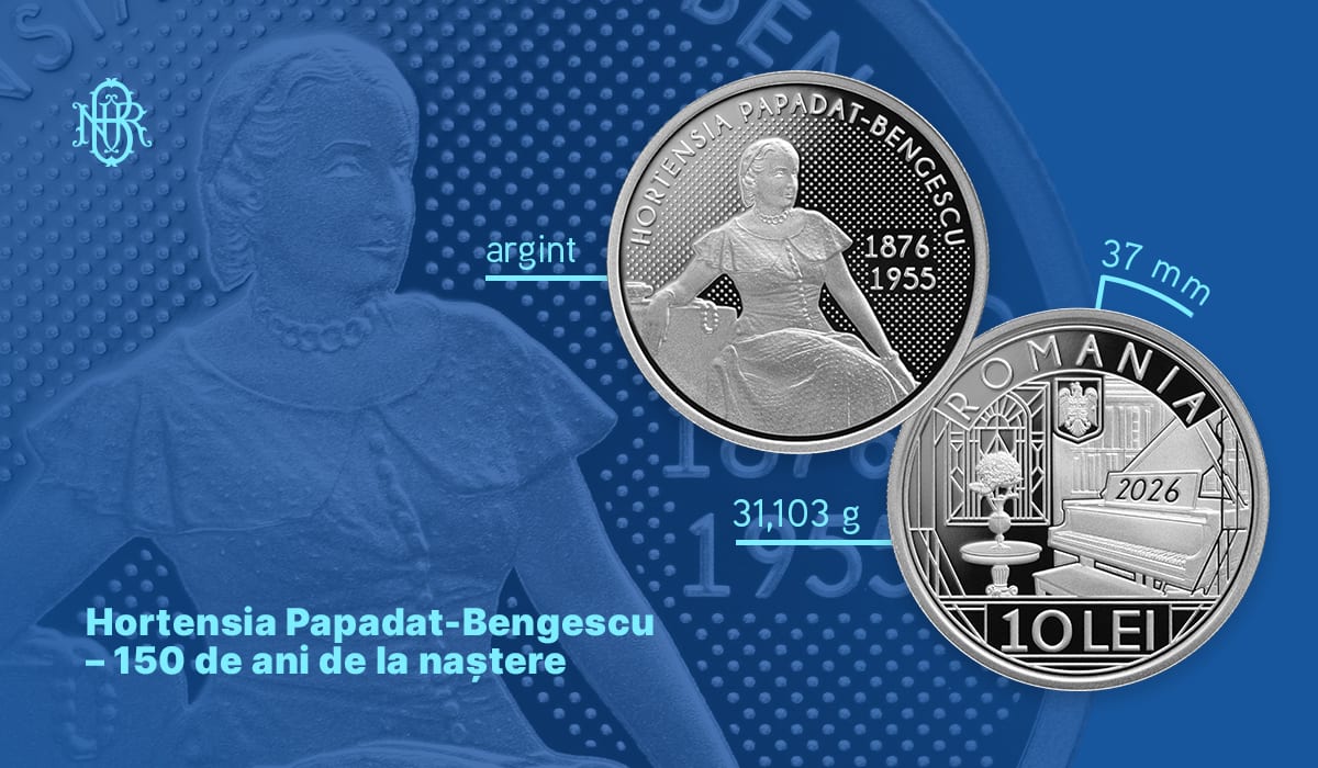 Monedă din argint dedicată Hortensia Papadat-Bengescu