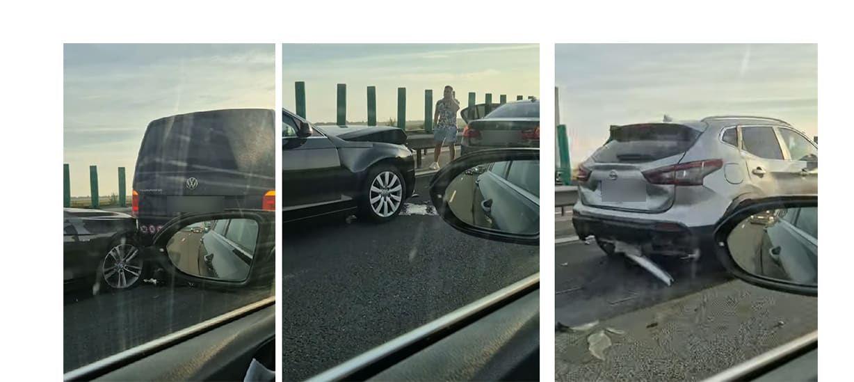 Mașini implicate în accidente pe autostradă în trafic intens