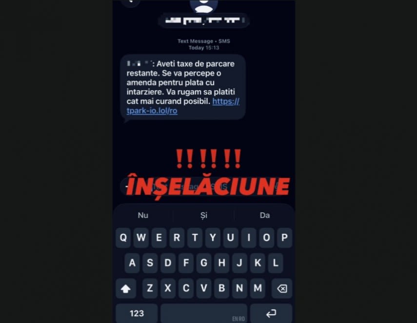 Polițist în uniformă verificând telefonul unui cetățean, alertă fraudă online