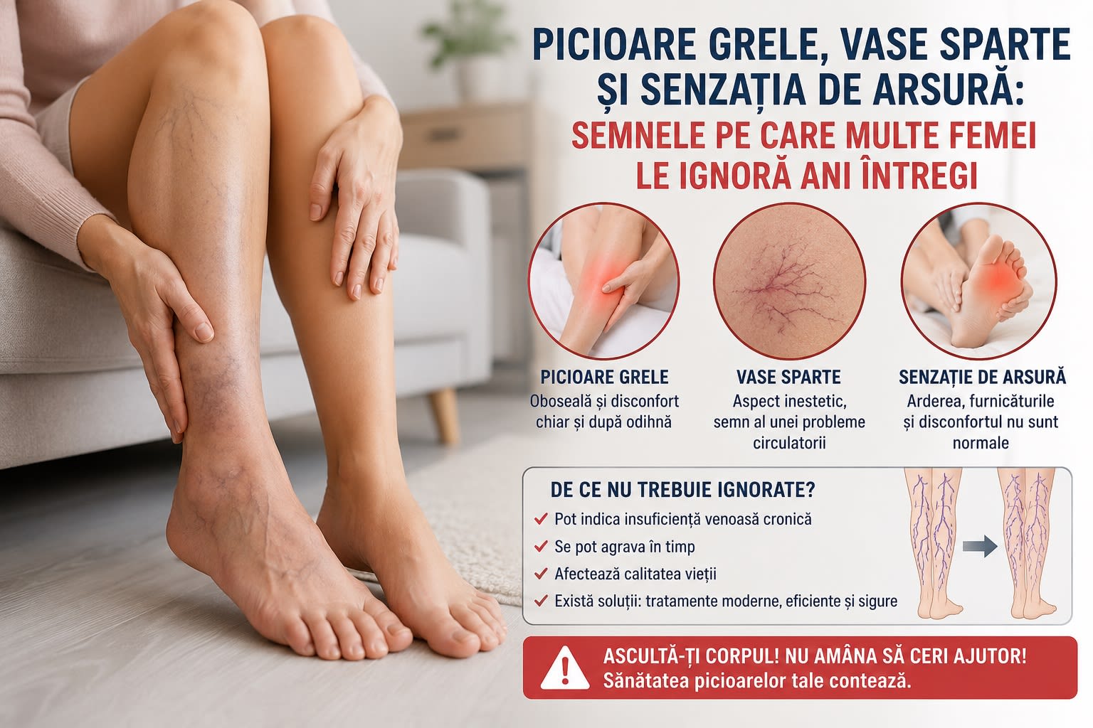 Femeie în picioare, cu vinișoare roșii și picioare umflate, în sezonul cald Femeie în picioare, cu vinișoare roșii și picioare umflate, în sezonul cald