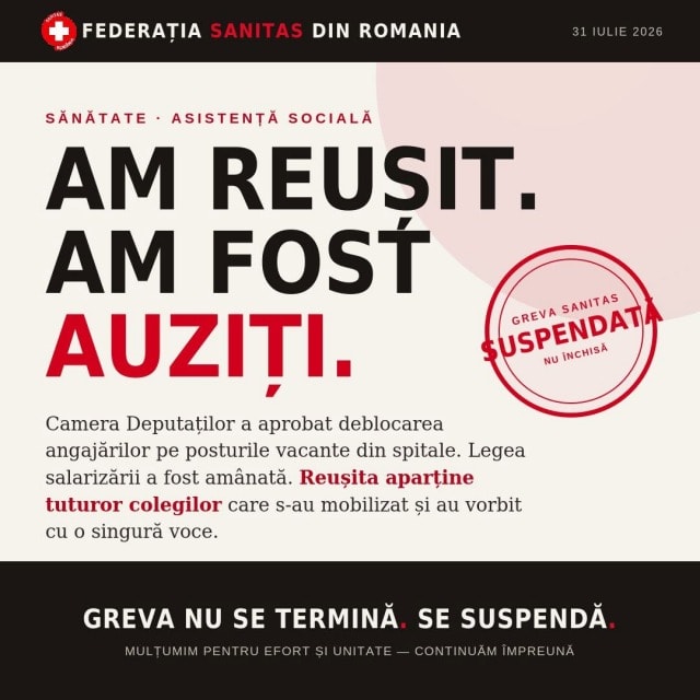 Sindicaliști Sanitas protestând în fața Parlamentului Sindicaliști Sanitas protestând în fața Parlamentului