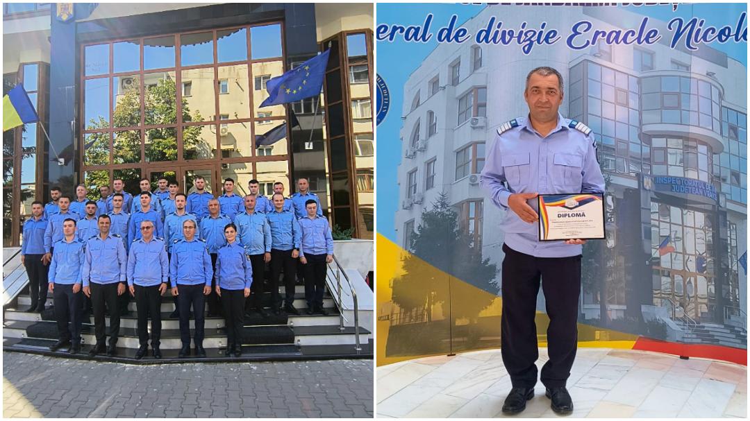 Jandarmi în uniformă în timpul ceremoniei de avansare la Vrancea Jandarmi în uniformă în timpul ceremoniei de avansare la Vrancea