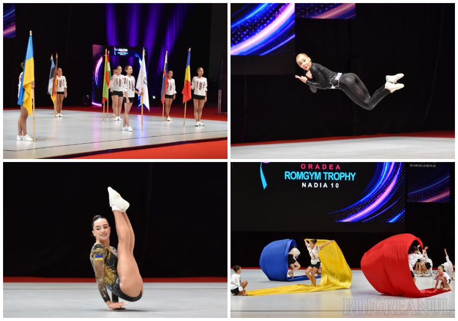 Sportivi gimnastică aerobică în competiție internațională la Oradea Sportivi gimnastică aerobică în competiție internațională la Oradea