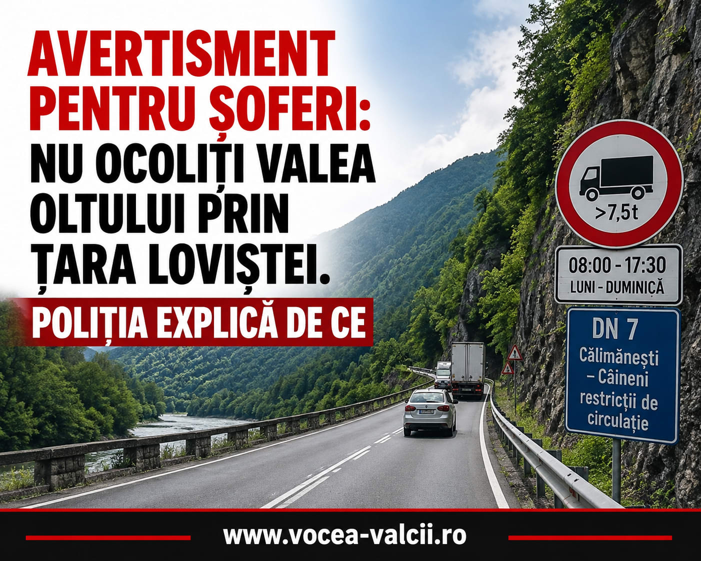 Poliție dirijând traficul în Valea Oltului Poliție dirijând traficul în Valea Oltului