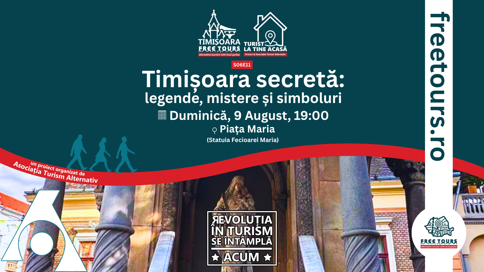 Tur ghidat Timișoara, legendă și mistere, participanți în centrul orașului Tur ghidat Timișoara, legendă și mistere, participanți în centrul orașului