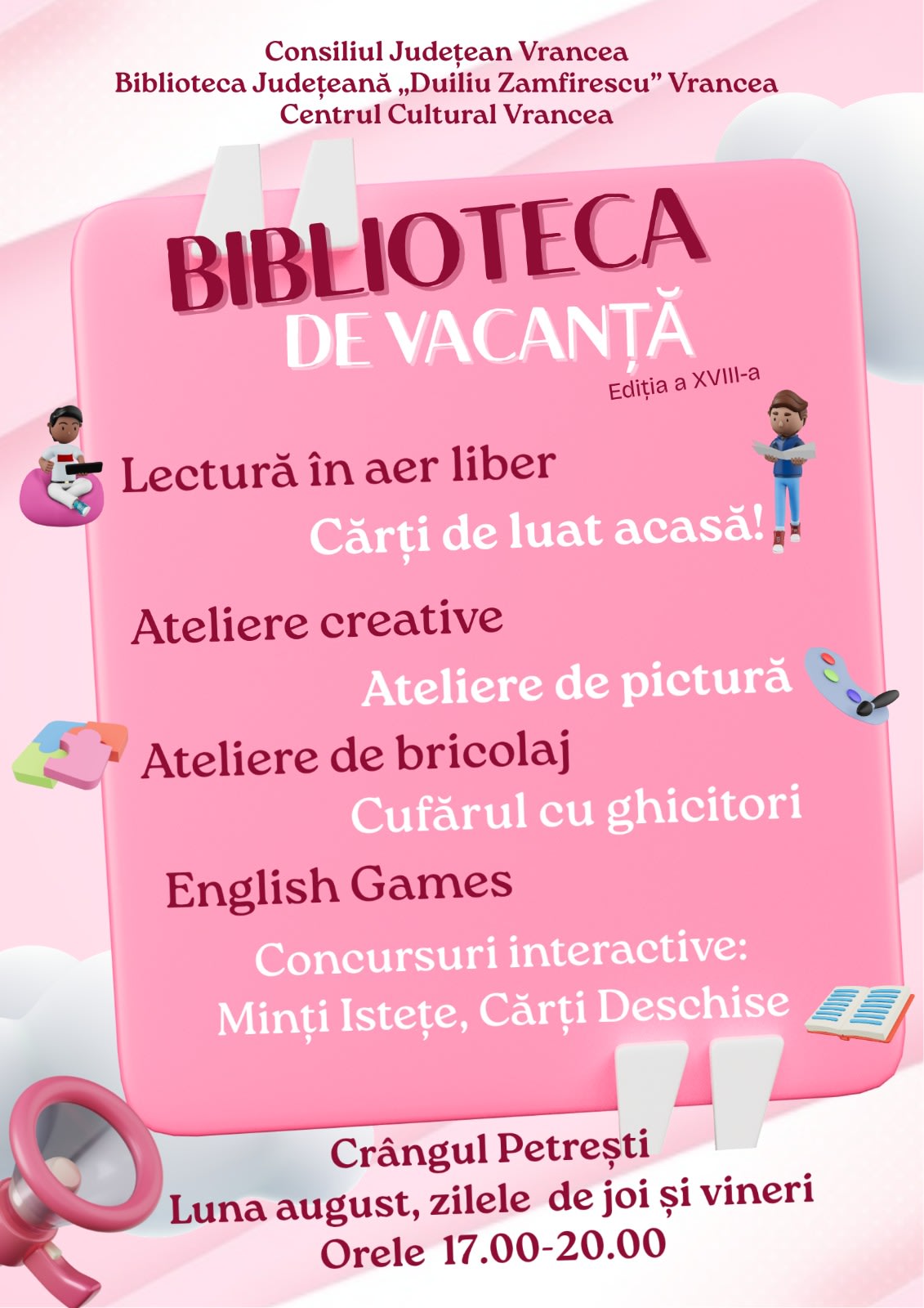 Copii participând la activități în aer liber la filiala de vacanță a bibliotecii Copii participând la activități în aer liber la filiala de vacanță a bibliotecii