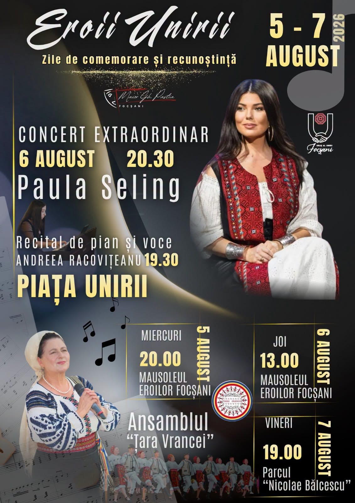 Ceremonie militară și recital patriotic în Focșani Ceremonie militară și recital patriotic în Focșani