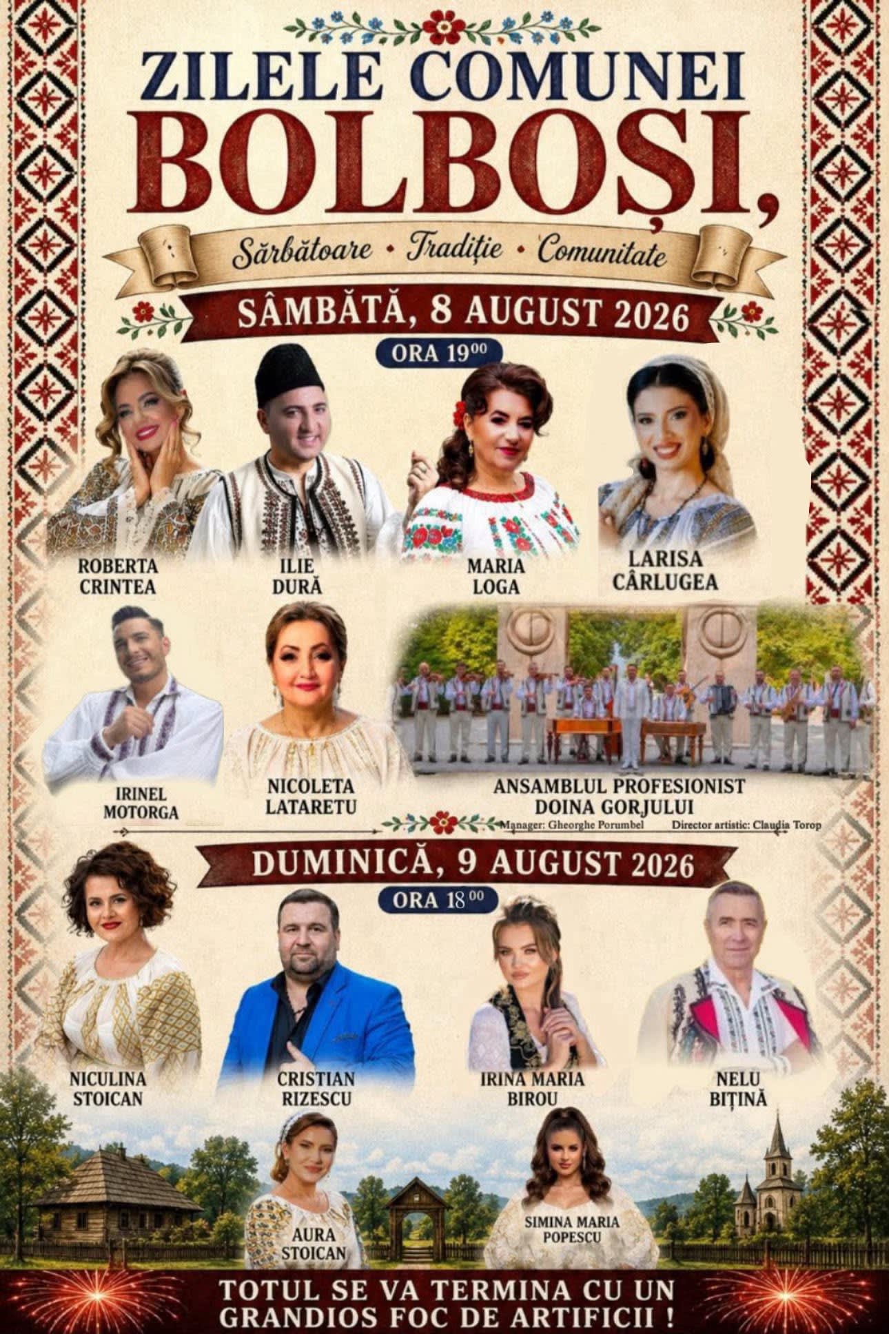 Primăria Bolboși organizează Zilele Comunei pe 8 și 9 august 2026 la Târgul săptămânal