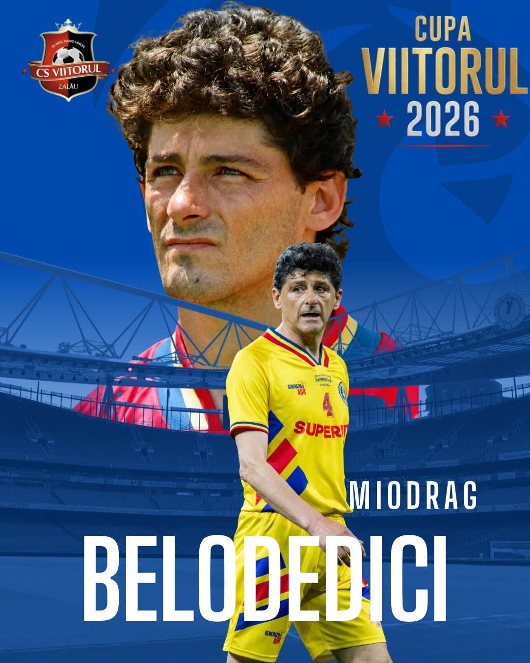 Miodrag Belodedici pe teren, participând la eveniment fotbalistic Miodrag Belodedici pe teren, participând la eveniment fotbalistic