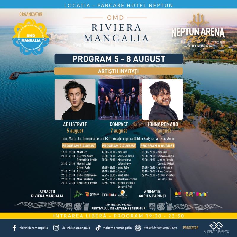 Concerturi și festivaluri pe Riviera Mangalia în august 2026 Concerturi și festivaluri pe Riviera Mangalia în august 2026