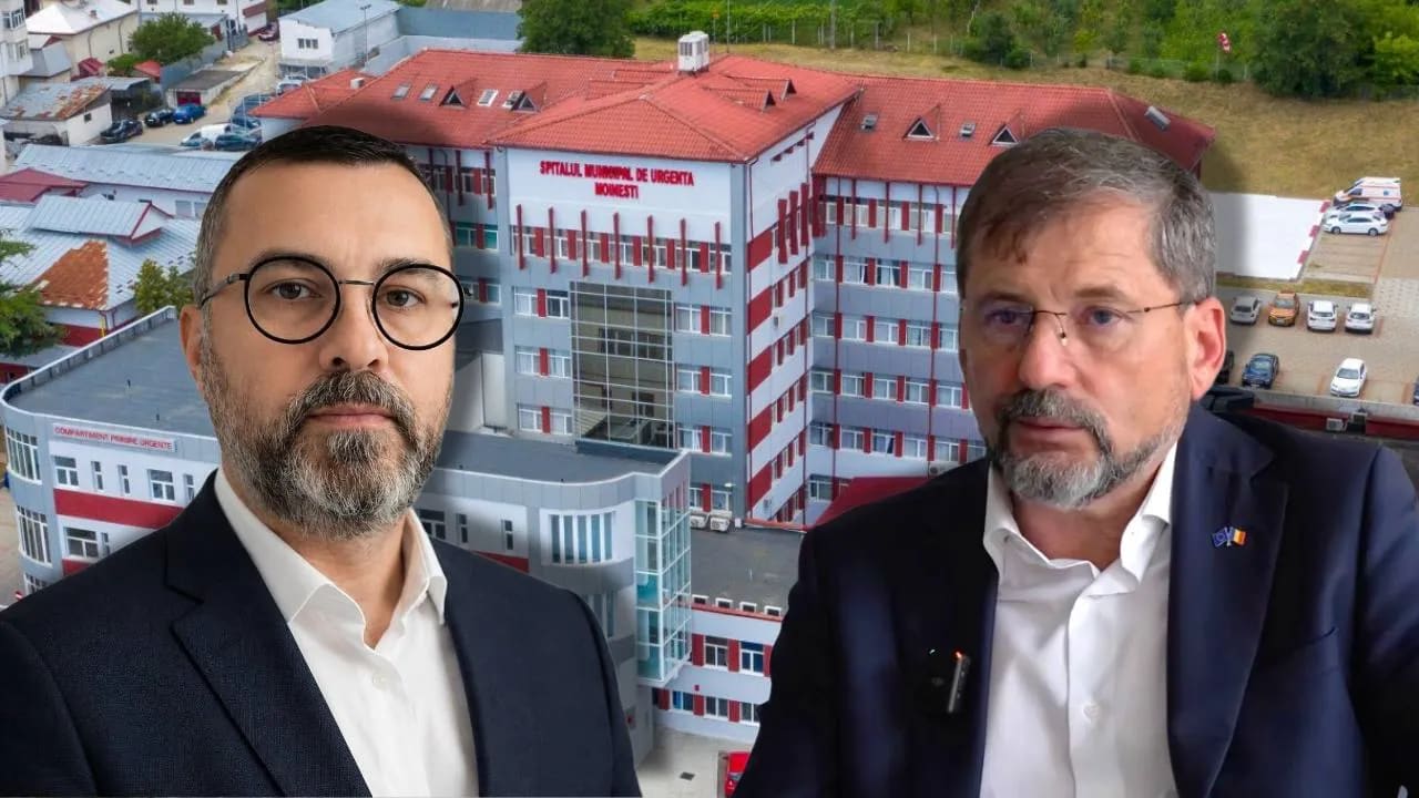 Medicul Ioan Florin Hiru în fața spitalului Moinești Medicul Ioan Florin Hiru în fața spitalului Moinești