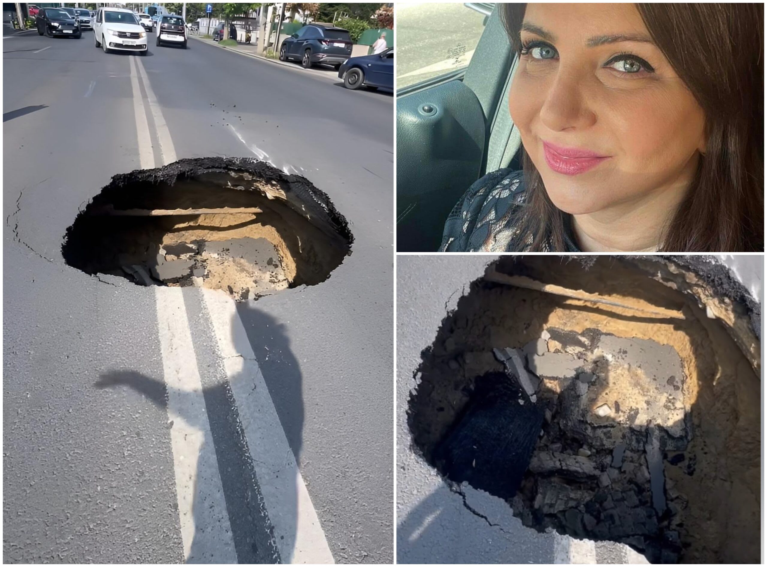 Mașină în groapa formată pe Bd. Eroilor din București Mașină în groapa formată pe Bd. Eroilor din București