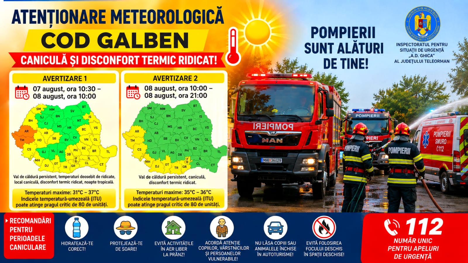 Pompieri din Teleorman în acțiune, stingând un incendiu de vegetație în zilele de caniculă Pompieri din Teleorman în acțiune, stingând un incendiu de vegetație în zilele de caniculă