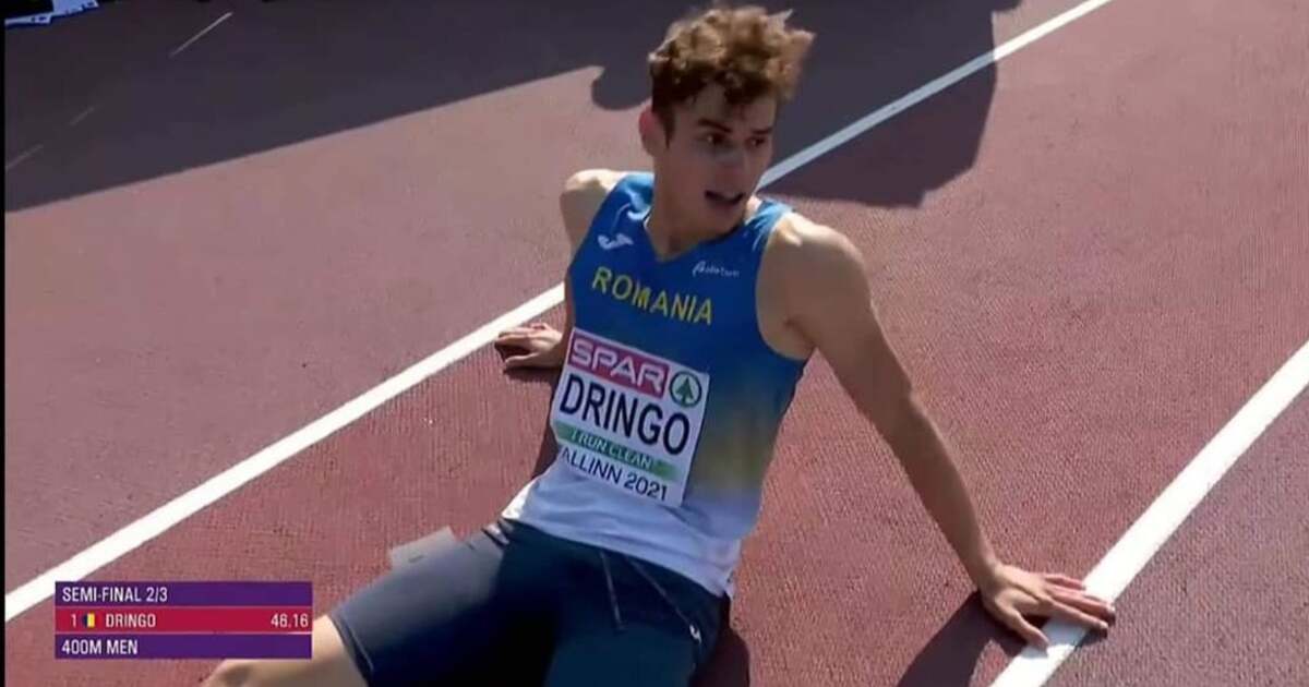 Mihai Sorin Dringo în timpul cursei de 400 metri la Campionatul European Mihai Sorin Dringo în timpul cursei de 400 metri la Campionatul European