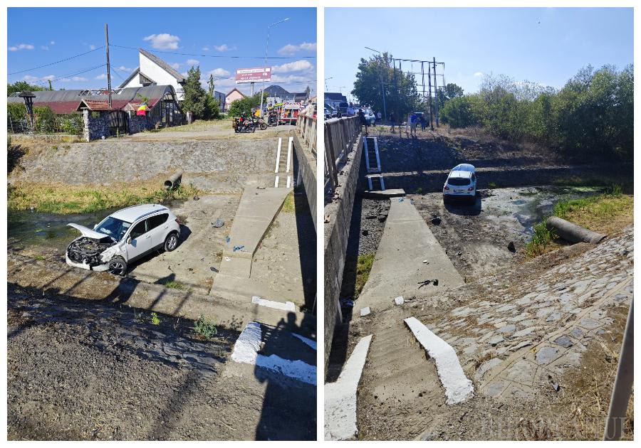 Accident grav cu trei mașini pe DN 1 în Oșorhei: Un autoturism a ajuns într-o vale, iar un tânăr a fost dus la spital