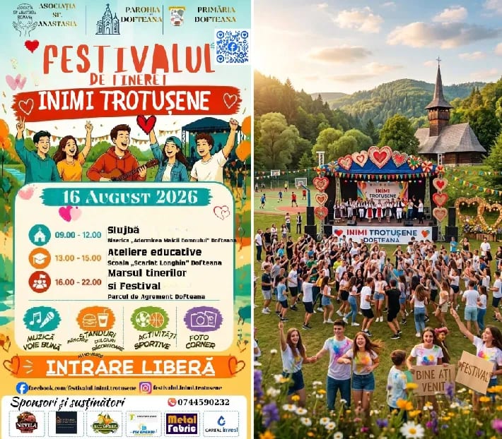 Tineri participând la activități în Dofteana, festival de vară Tineri participând la activități în Dofteana, festival de vară