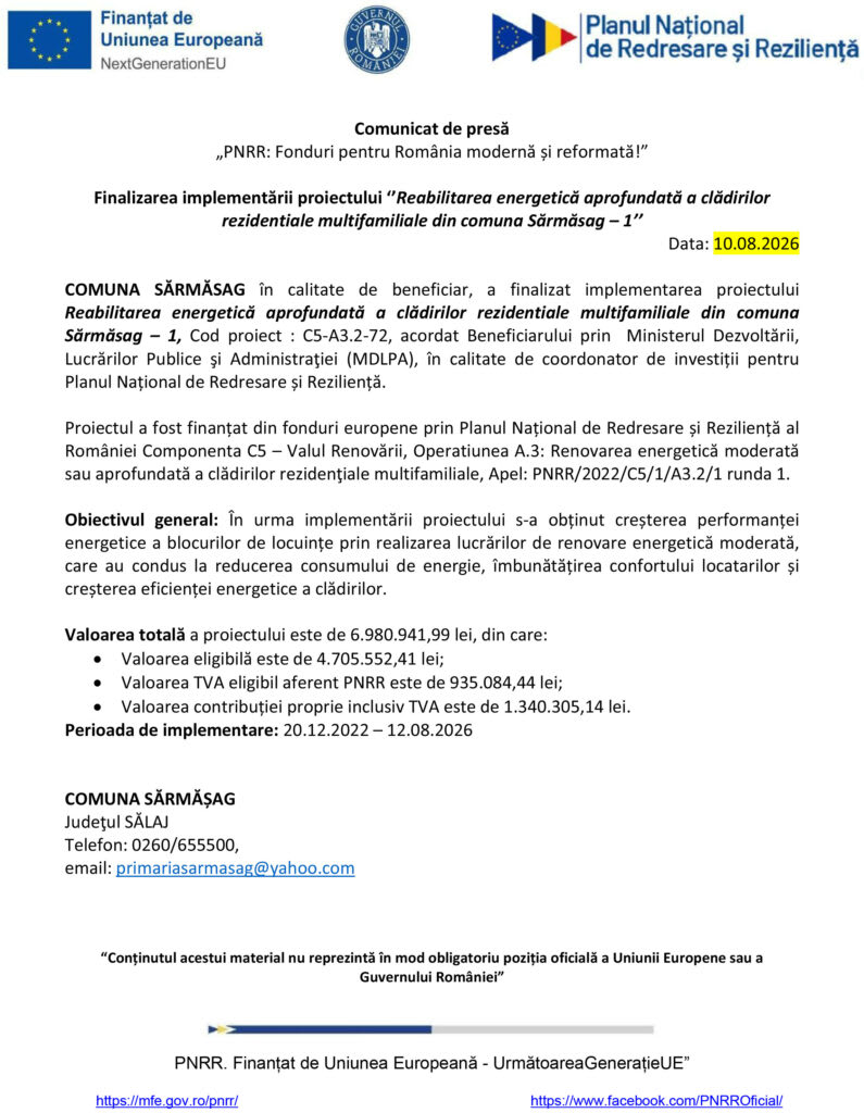 Clădiri rezidențiale din Sărmăsag în timpul lucrărilor de reabilitare energetică Clădiri rezidențiale din Sărmăsag în timpul lucrărilor de reabilitare energetică