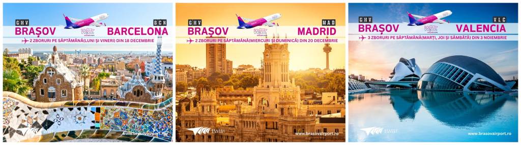 Aeroportul Brașov a anunțat zboruri către trei destinații din Spania în 2026