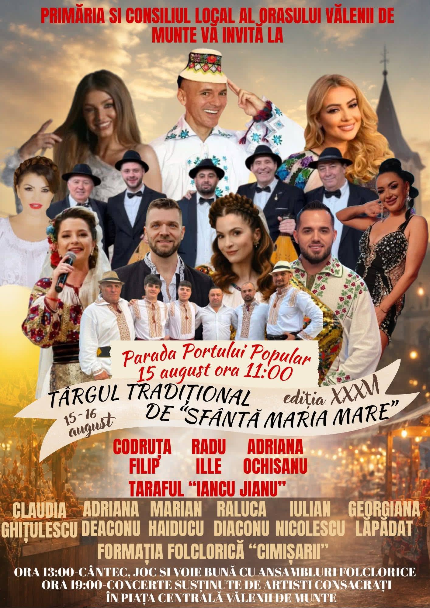 Vălenii de Munte organizează Târgul Tradițional de Sfânta Maria pe 15-16 august