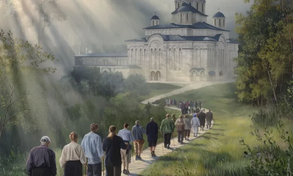 Pelerinaj la o mănăstire ortodoxă Pelerinaj la o mănăstire ortodoxă