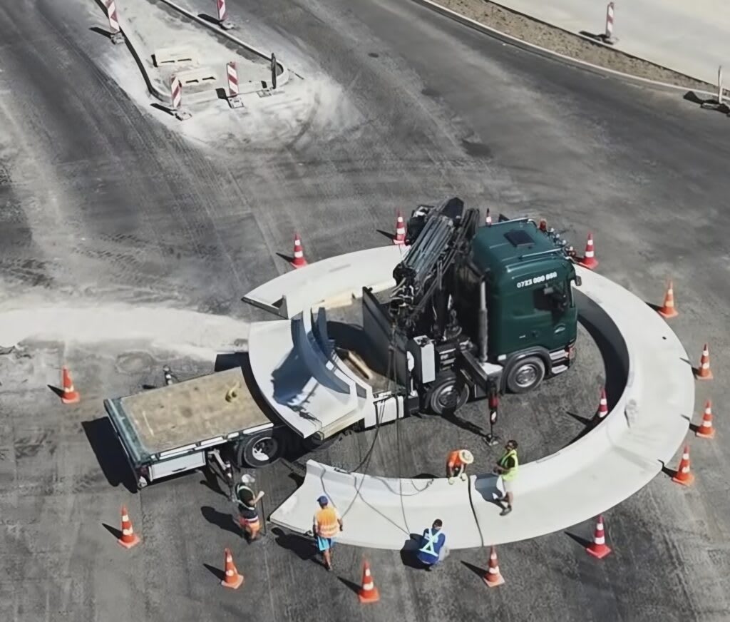 Un nou sens giratoriu a prins contur pe DN13 în Brașov