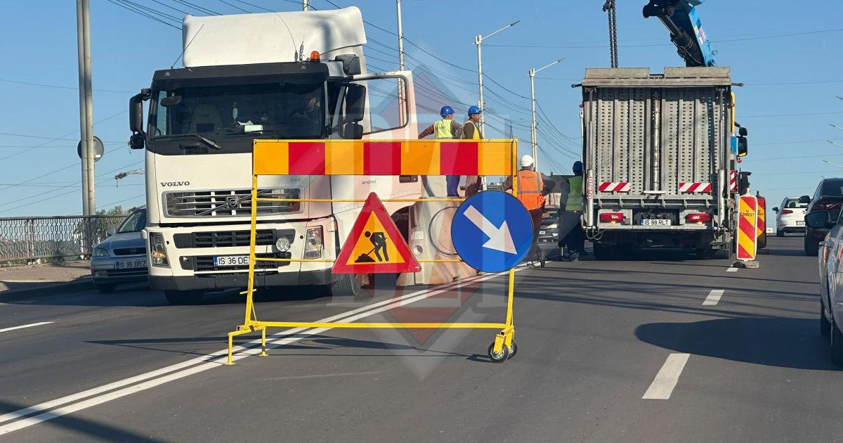 Lucrări la podul Socola din Iași Lucrări la podul Socola din Iași