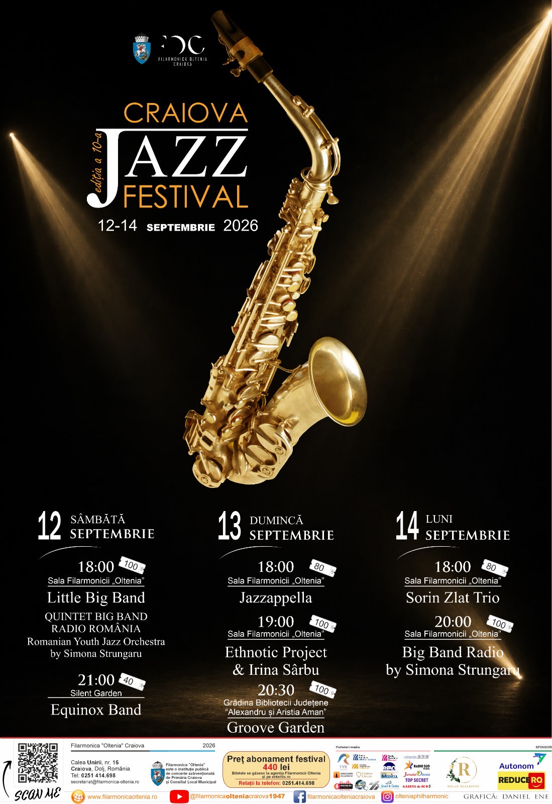 Scene din concert jazz în Craiova, artiști pe scenă