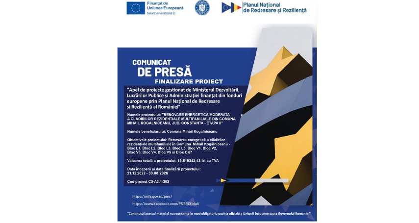 Clădire publică în proces de renovare energetică în Mihail Kogălniceanu